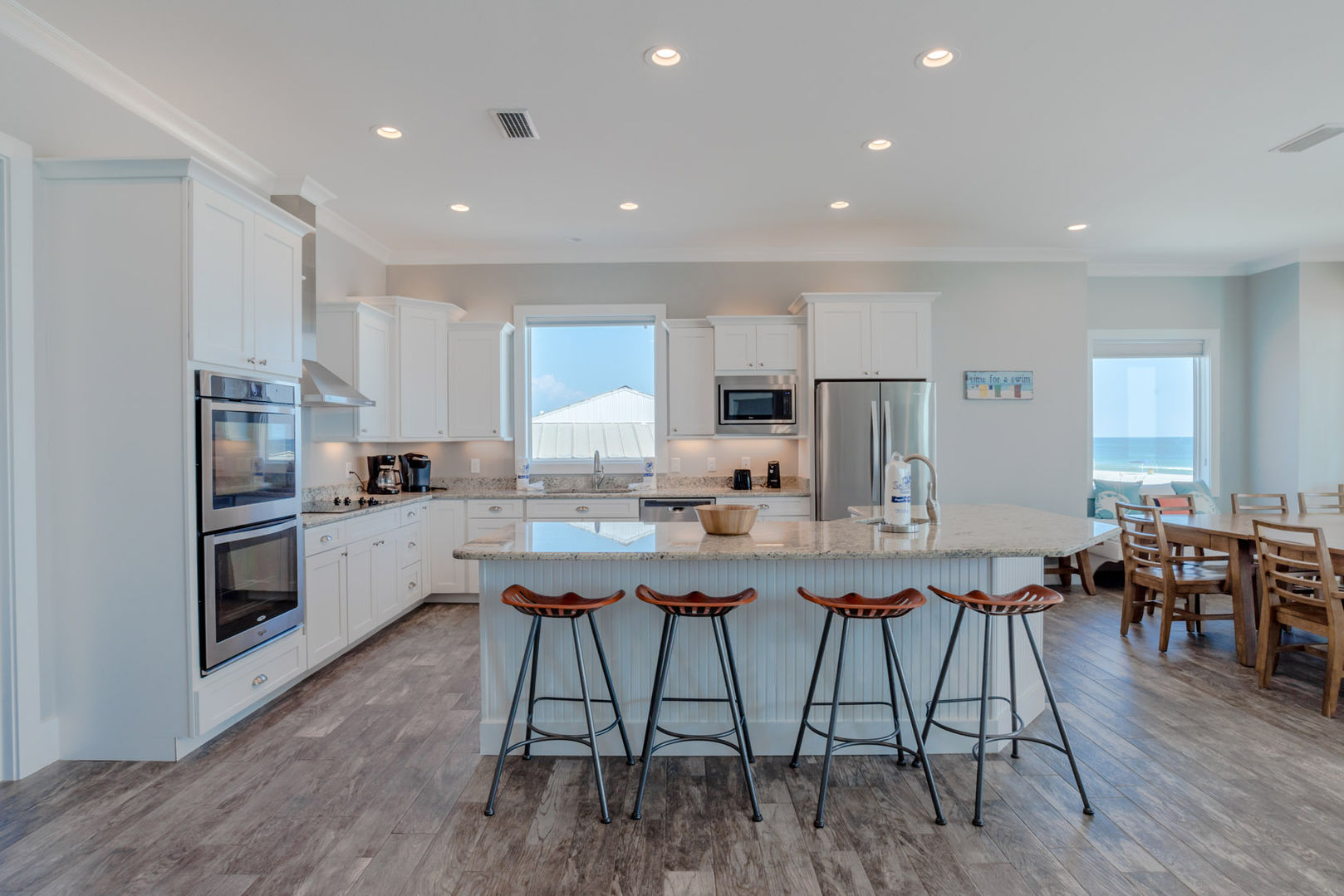 spacious kitchen with island in our Fort Morgan vacation rentals on the beach